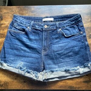 KanCan Blue Jean Shorts with Frayed Hem